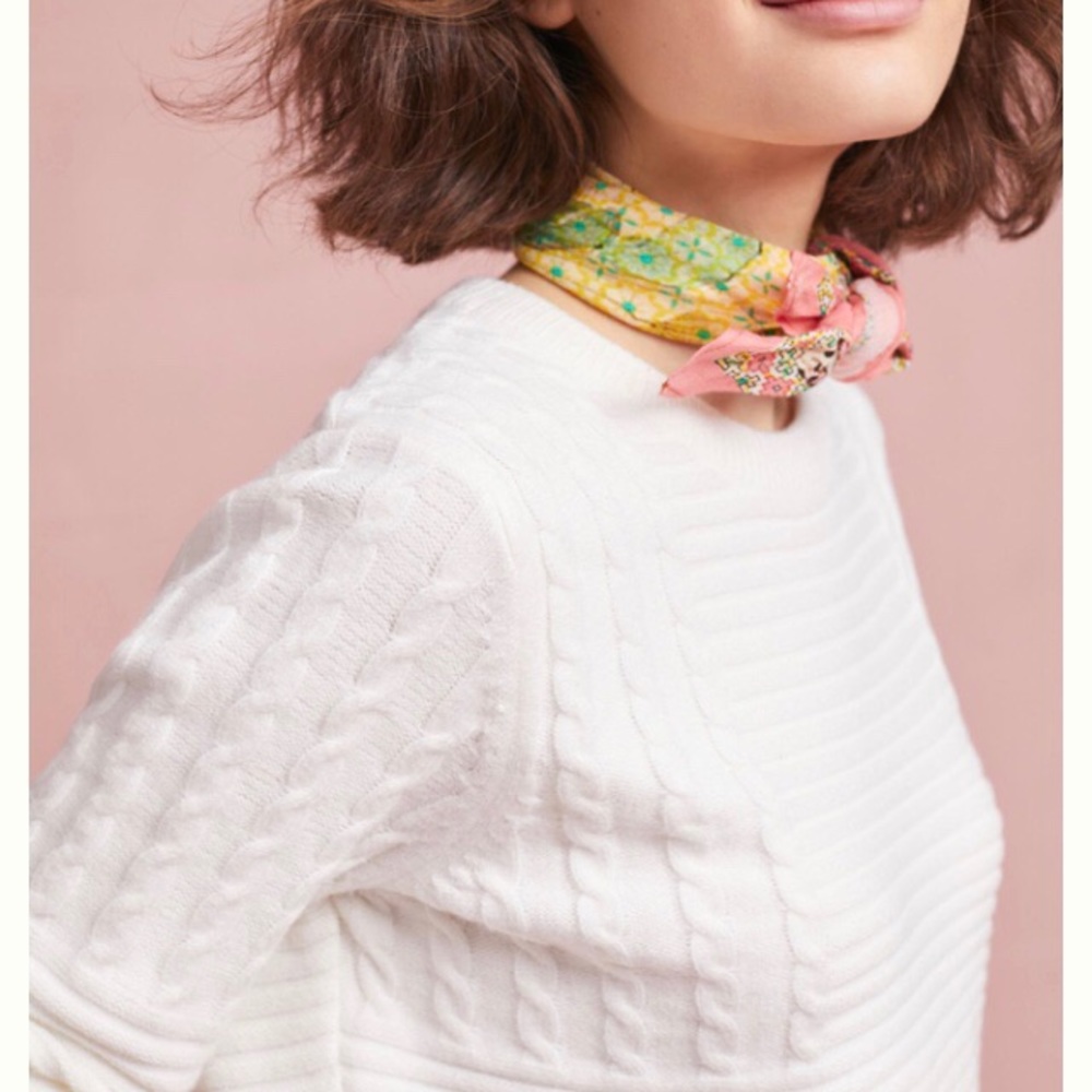 Anthropologie Cabled Crew Neck Pullover